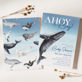 Rustic Ocean Whale Ahoy Het is een Boy Baby shower Kaart