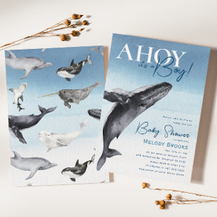 Rustic Ocean Whale Ahoy Het is een Boy Baby shower Kaart