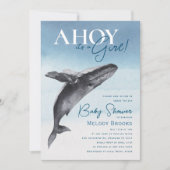 Rustic Ocean Whale Ahoy Het is een meisje Baby sho Kaart (Voorkant)