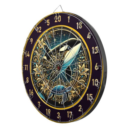 Rustic Ocean Wildlife Dartboard Muurkunst Dartbord (Voorkant Rechts)