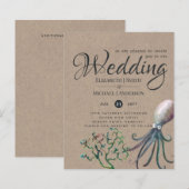 Rustic Octopus Ocean Zee Wedding Invites Budget (Voorkant / Achterkant)