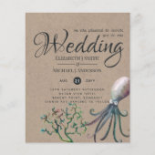 Rustic Octopus Ocean Zee Wedding Invites Budget (Voorkant)