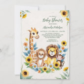 Rustic Oerwoud Safari Animals Baby shower Kaart (Voorkant)