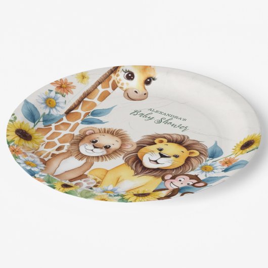 Rustic Oerwoud Safari Animals Baby shower Papieren Bordje (Gekanteld)