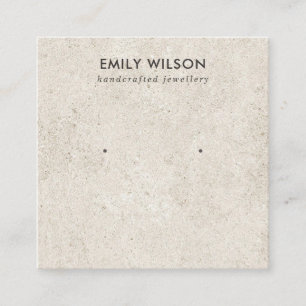 RUSTIC OFF WHITE STUCCO STUD EARRING DISPLAY CARD VIERKANTE VISITEKAARTJE