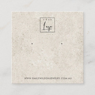RUSTIC OFF WHITE STUCCO STUD EARRING DISPLAY CARD VIERKANTE VISITEKAARTJE