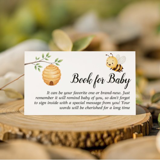 Rustic Oh Babee Honey Bee Book For Baby Shower Informatiekaartje