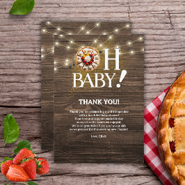 Rustic Oh Baby Cutie Pie Baby shower Bedankkaart