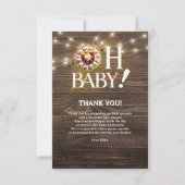 Rustic Oh Baby Cutie Pie Baby shower Bedankkaart (Voorkant)