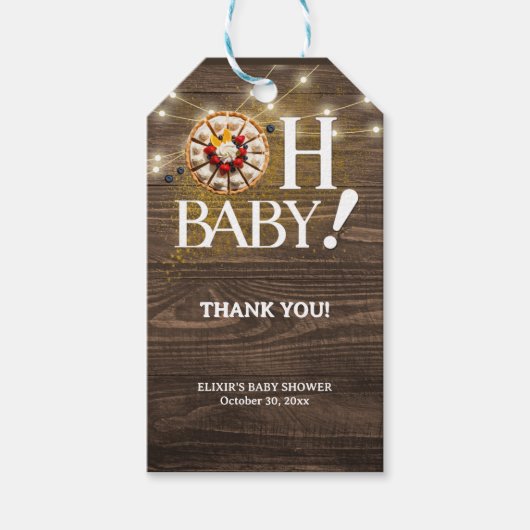 Rustic Oh Baby Cutie Pie Baby shower Cadeaulabel (Voorkant)