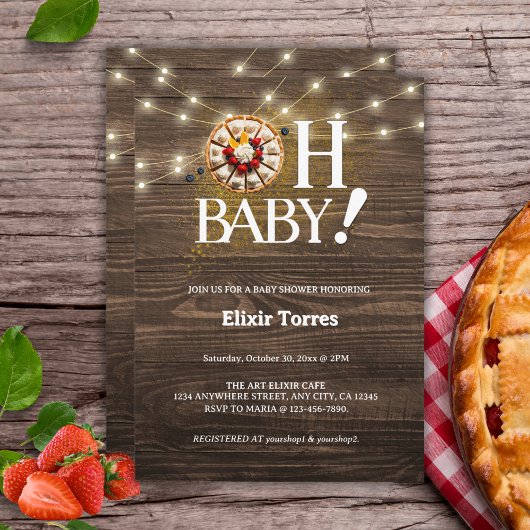 Rustic Oh Baby Cutie Pie Baby shower Kaart