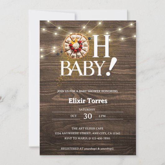 Rustic Oh Baby Cutie Pie Baby shower Kaart (Voorkant)