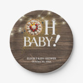 Rustic Oh Baby Cutie Pie Baby shower Papieren Bordje (Voorkant)