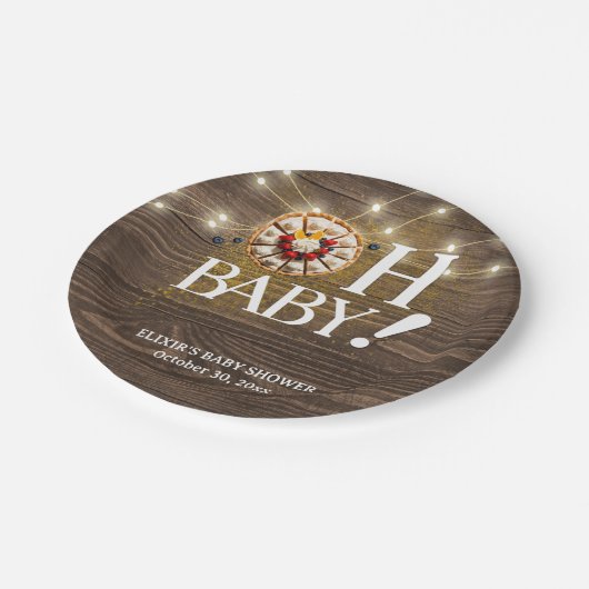 Rustic Oh Baby Cutie Pie Baby shower Papieren Bordje (Gekanteld)