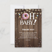 Rustic Oh Baby Donut & Sprinkle Kawaii Baby shower Bedankkaart (Voorkant)