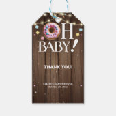 Rustic Oh Baby Donut & Sprinkle Kawaii Baby shower Cadeaulabel (Voorkant)