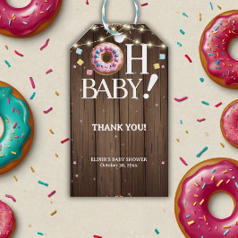 Rustic Oh Baby Donut & Sprinkle Kawaii Baby shower Cadeaulabel
