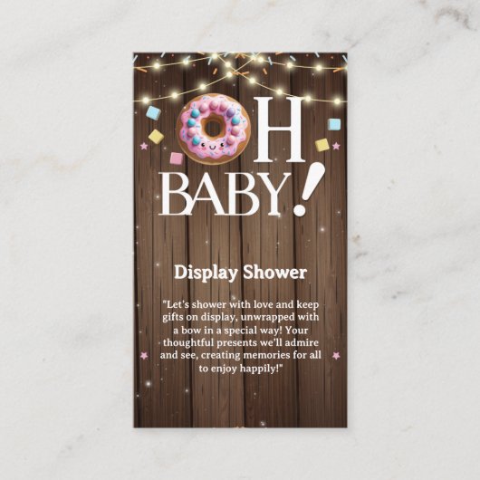 Rustic Oh Baby Donut & Sprinkle Kawaii Baby shower Informatiekaartje (Voorkant)