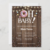 Rustic Oh Baby Donut & Sprinkle Kawaii Baby shower Kaart (Voorkant)