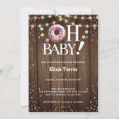 Rustic Oh Baby Donut & Sprinkle Kawaii Baby shower Kaart (Voorkant)