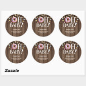 Rustic Oh Baby Donut & Sprinkle Kawaii Baby shower Ronde Sticker (Vel)