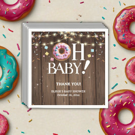 Rustic Oh Baby Donut & Sprinkle Kawaii Baby shower Servet