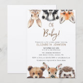 Rustic Oh Baby Forest Woodland Animals Baby shower Kaart (Voorkant / Achterkant)