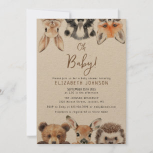 Rustic Oh Baby Forest Woodland Animals Baby shower Kaart