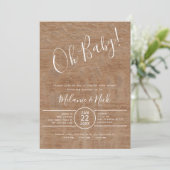 Rustic Oh Baby koppels baby shower Kaart (Staand voorkant)