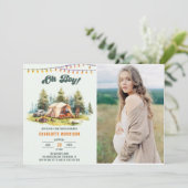 Rustic Oh Boy Camping Baby shower Party Foto Kaart (Staand voorkant)
