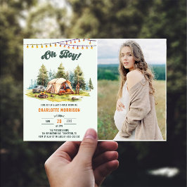 Rustic Oh Boy Camping Baby shower Party Foto Kaart