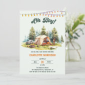 Rustic Oh Boy Camping Baby shower Party Kaart (Staand voorkant)