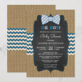 Rustic OH BOY Stropdas Baby shower Kaart (Voorkant / Achterkant)