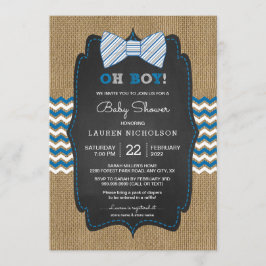Rustic OH BOY Stropdas Baby shower Kaart