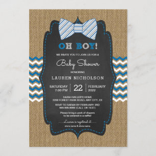 Rustic OH BOY Stropdas Baby shower Kaart