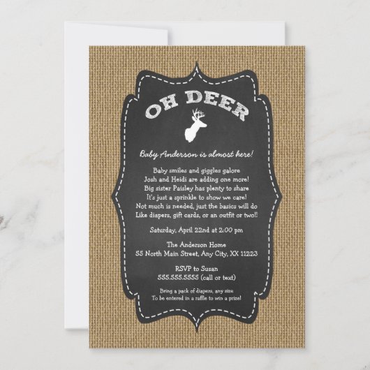 Rustic Oh Deer Buck Baby Sprinkle Kaart (Voorkant)