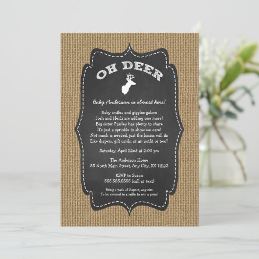 Rustic Oh Deer Buck Baby Sprinkle Kaart (Staand voorkant)