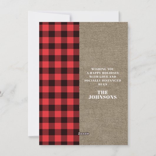 Rustic Oh Deer Pset Photo Collage Feestdagenkaart (Achterkant)