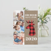 Rustic Oh Deer Pset Photo Collage Feestdagenkaart (Staand voorkant)