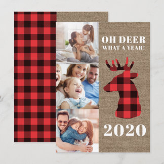 Rustic Oh Deer Pset Photo Collage Feestdagenkaart