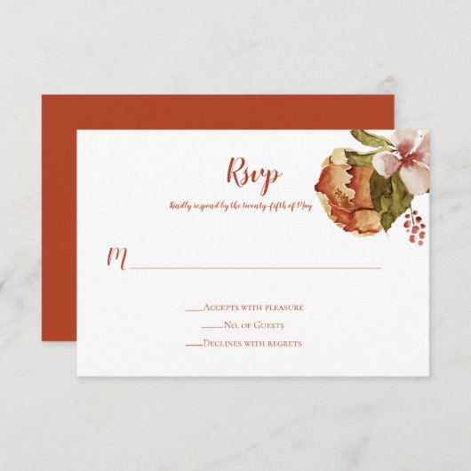 Rustic Oktober Autumn Herfst Blossom RSVP Kaartje (Voorkant / Achterkant)