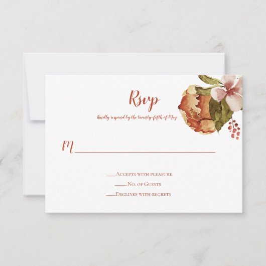 Rustic oktober herfstbloesems RSVP kaartje (Voorkant)