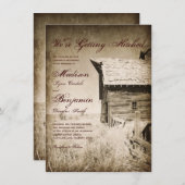Rustic Old Barn Country Wedding Invitations Kaart (Voorkant / Achterkant)