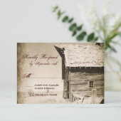 Rustic Old Barn Country Wedding RSVP-kaarten RSVP Kaartje (Staand voorkant)