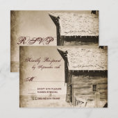Rustic Old Barn Country Wedding RSVP-kaarten RSVP Kaartje (Voorkant / Achterkant)