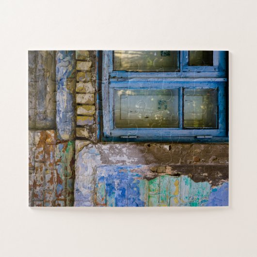 Rustic Old Brick Wood House Window Legpuzzel (Horizontaal)