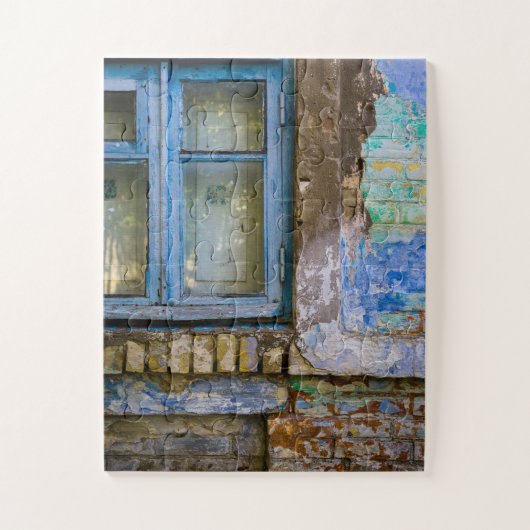 Rustic Old Brick Wood House Window Legpuzzel (Verticaal)