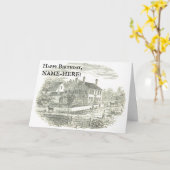 Rustic Old House  look Birthday Kaart (Gele Bloem)