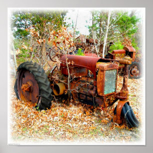 Rustic Old Junk Yard Boerderij Tractor Poster