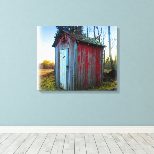 Rustic Old Junk Yard Outhouse Canvas Afdruk (Insitu (Houten vloer))